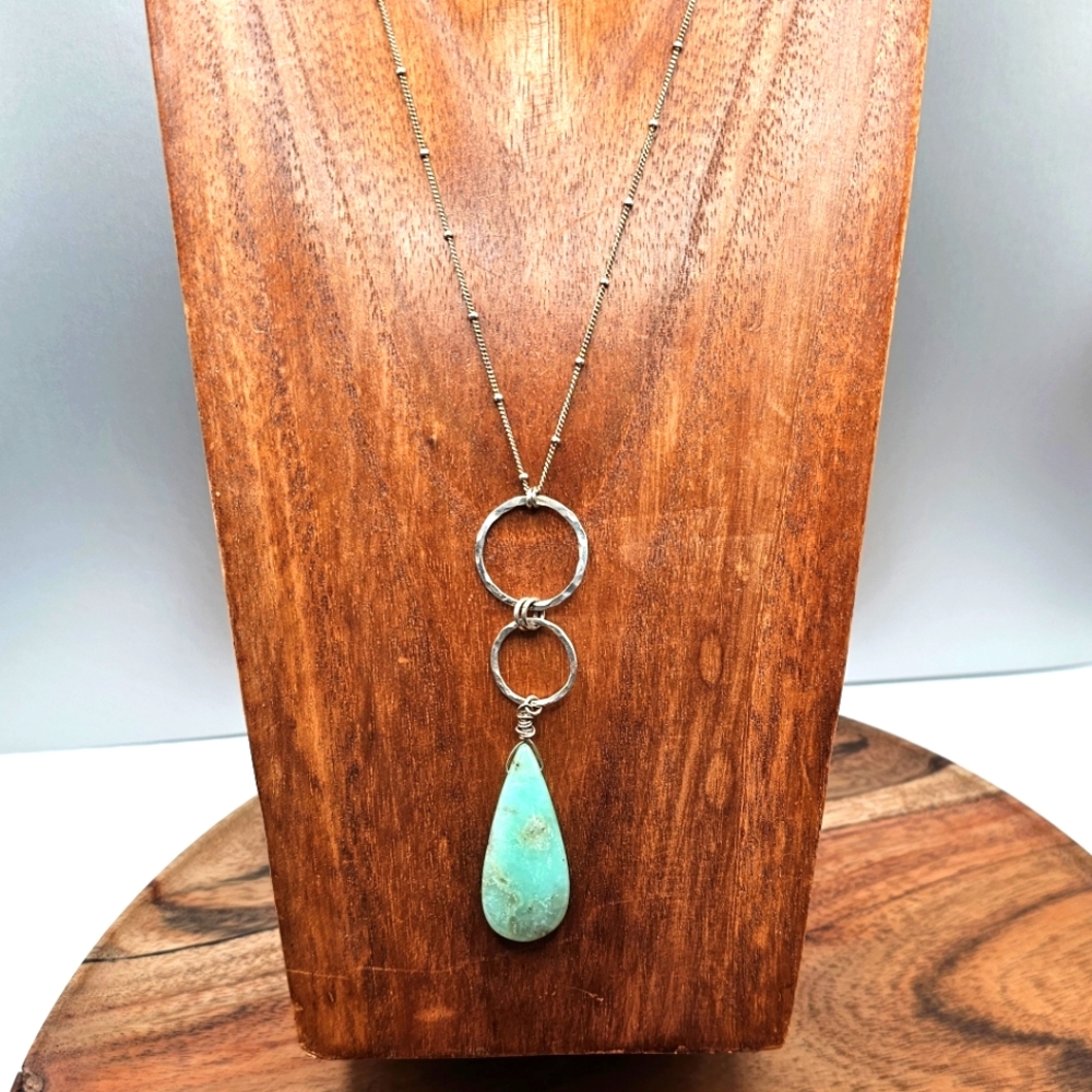 Sterling Silver & Chrysoprase Pendant Necklace